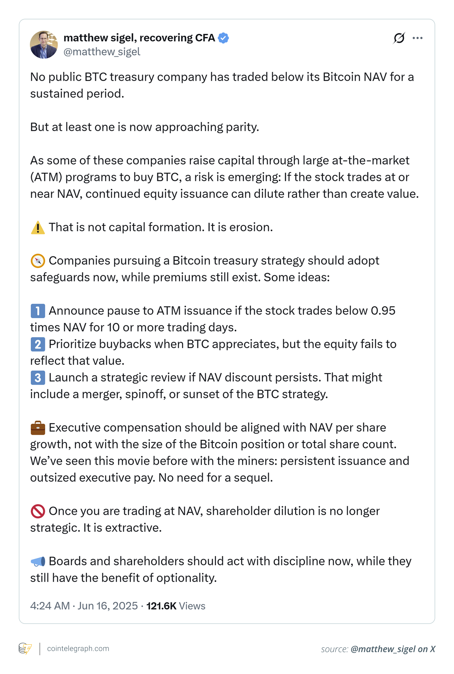 Vaneck warns about the accumulation of Bitcoin by corporate treasuries