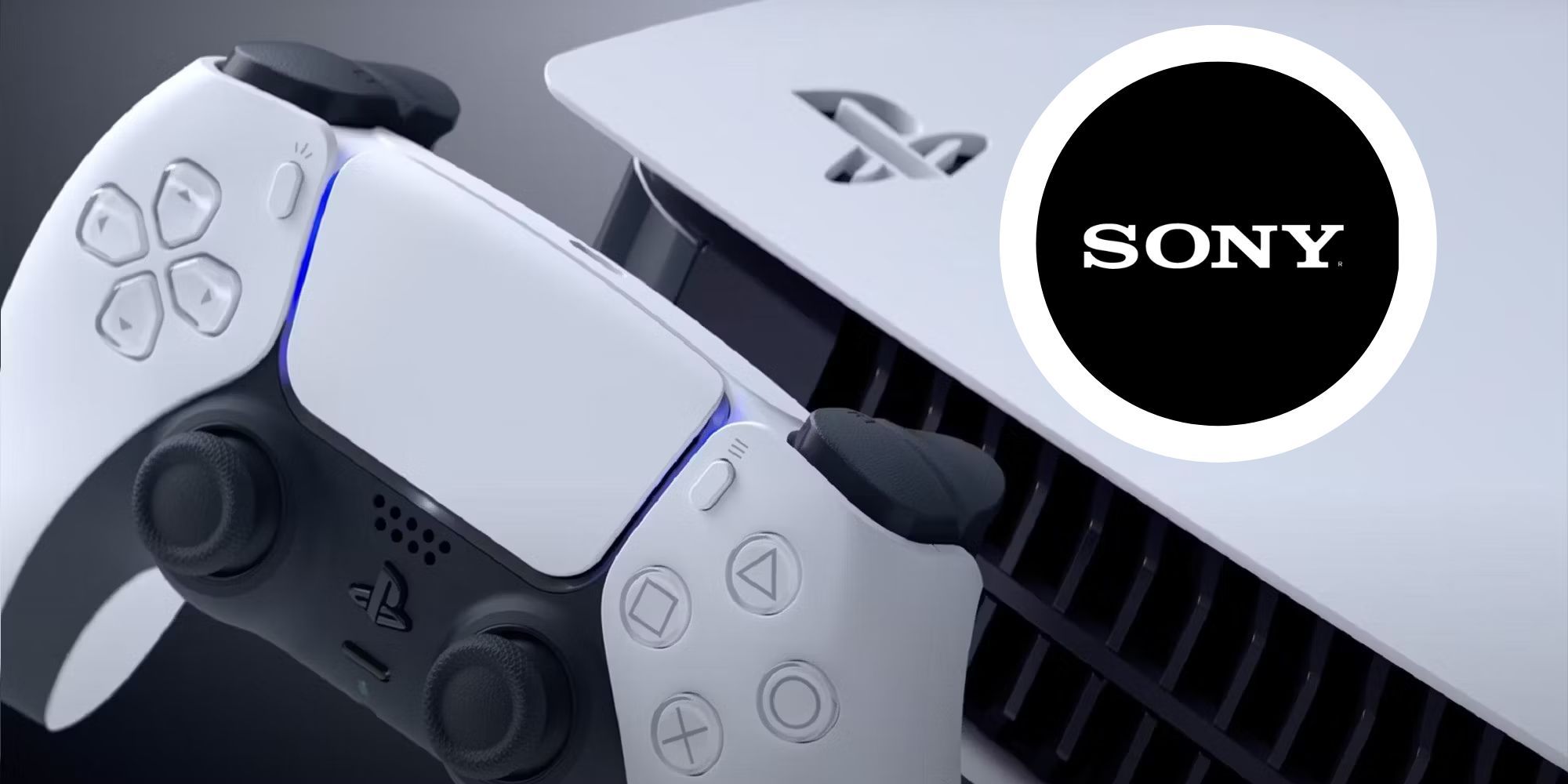PlayStation 5 and a controller with the Sony Logo