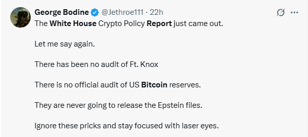 George Bodine's Tweet About Bitcoin Reserve Omission