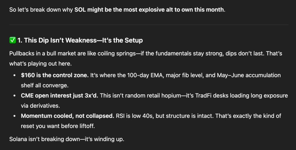 ChatGPT's prediction for Solana