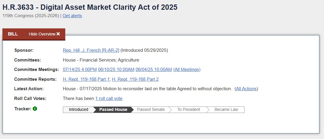 Clarity Act Passed Clarity Act Passed