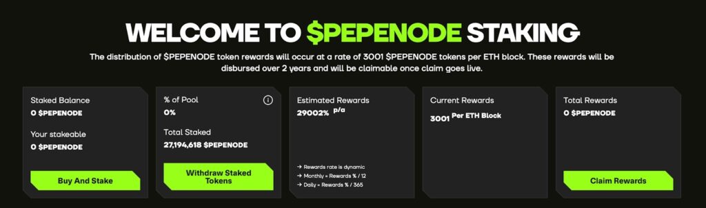 PEPENODE Staking APY