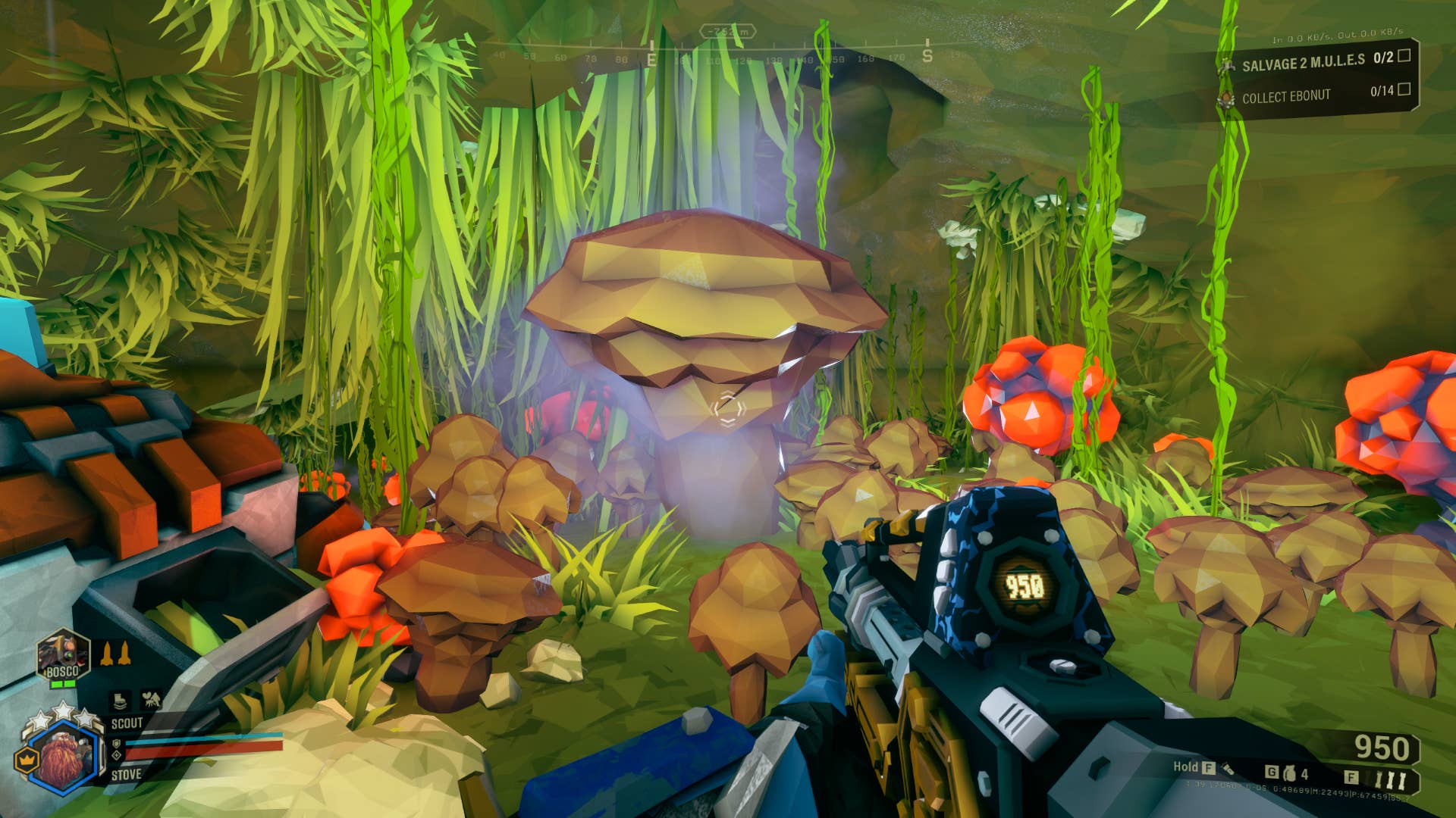 An alien mushroom residing in Deep Rock Galactic.