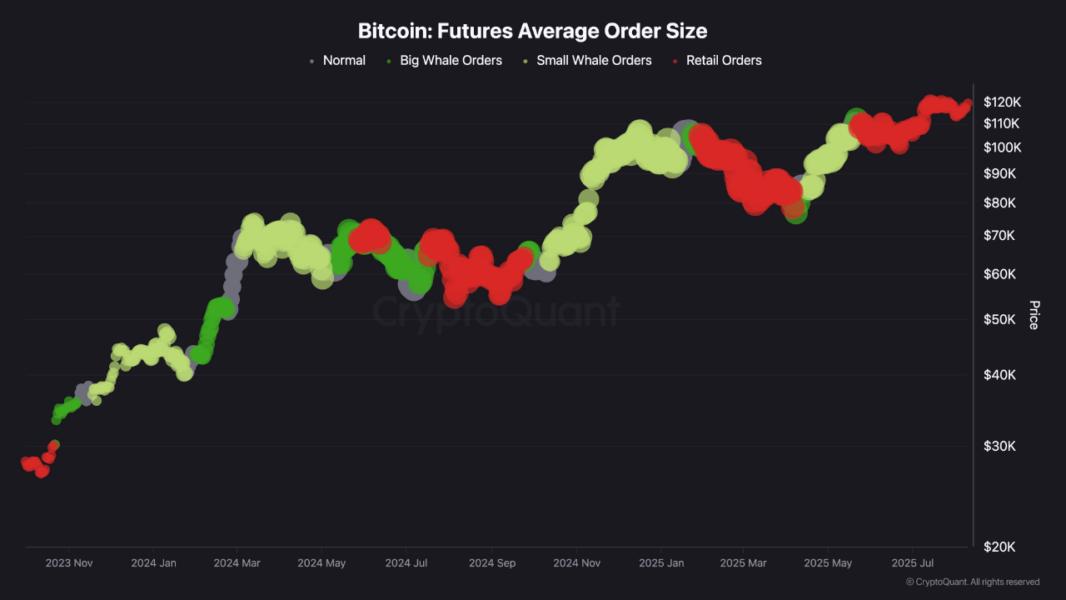 Bitcoin futures average order size.