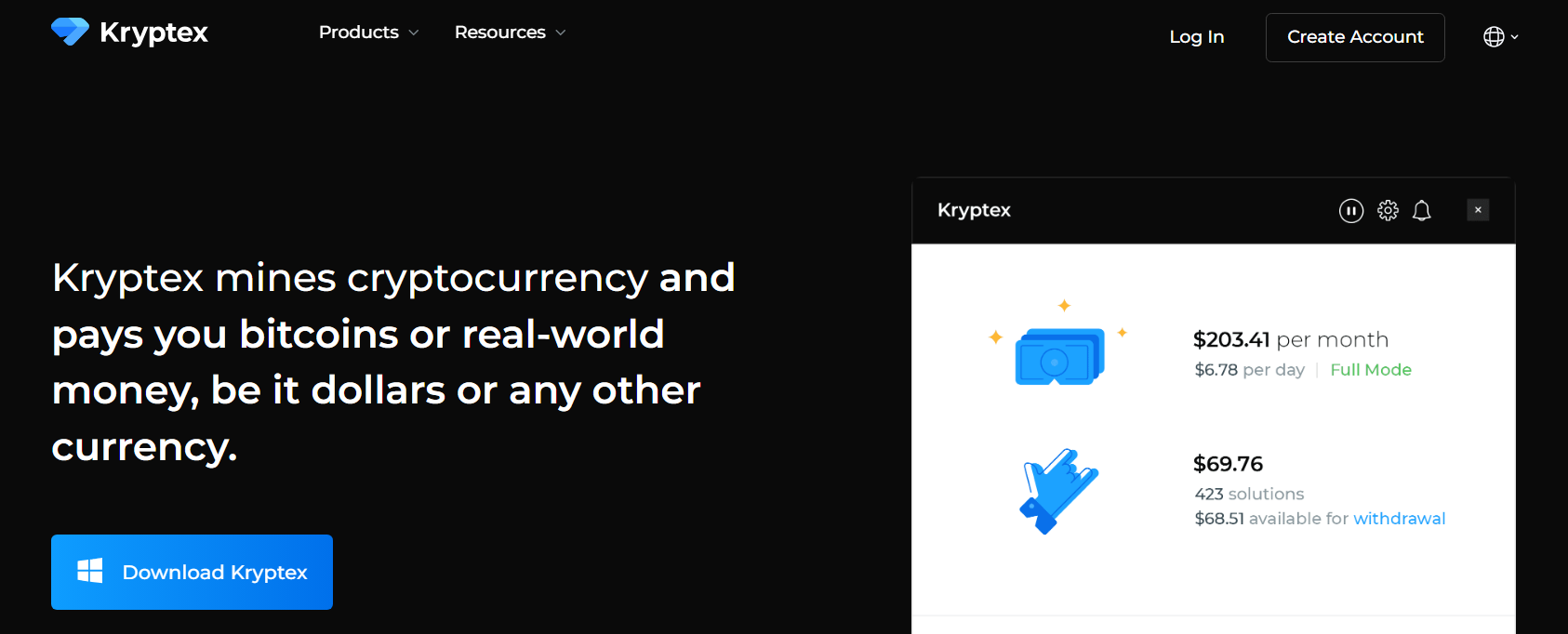 4. Kryptex — Lightweight Automated Mining with Flexible Withdrawals