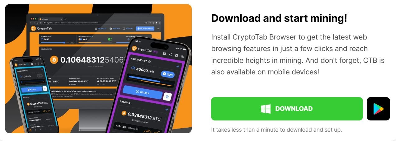 10. CryptoTab Browser — Earn Bitcoin While Browsing the Web