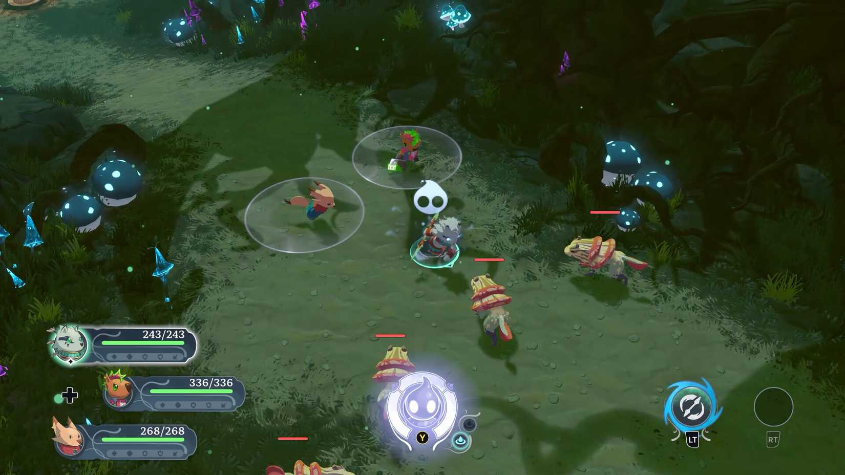 Combat gameplay in The Lonesome Guild showing the party members fending off enemies.