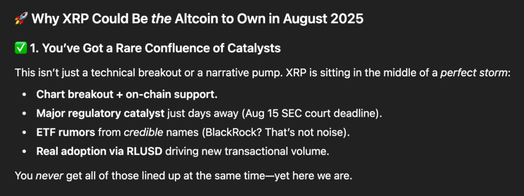 ChatGPT's prediction for XRP