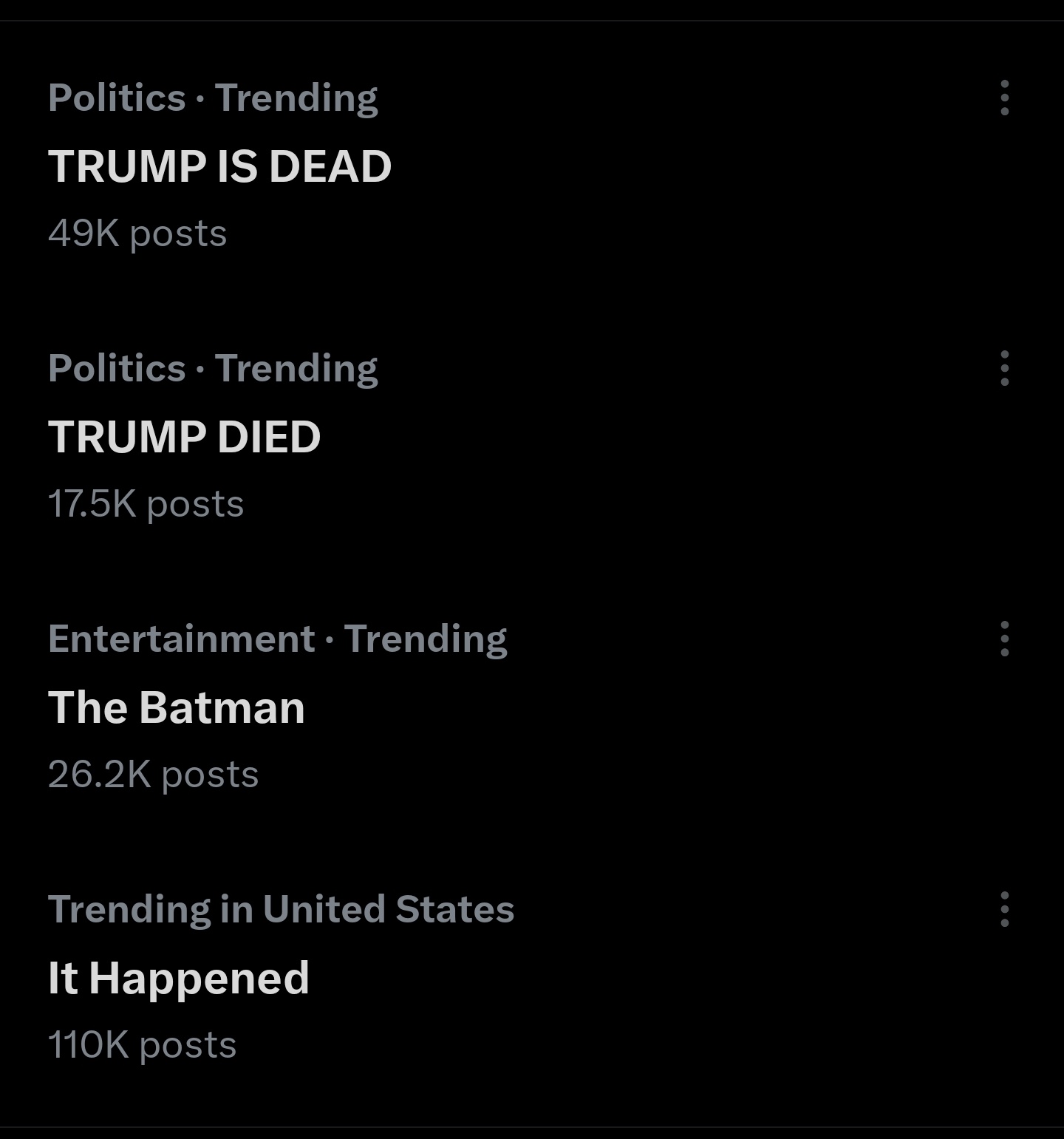 Trump is dead hashtage trending