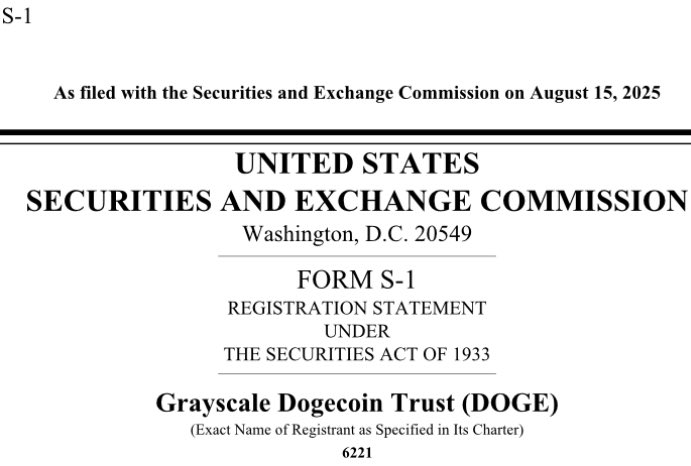 Snapshot of Grayscale's Dogecoin ETF Filing
