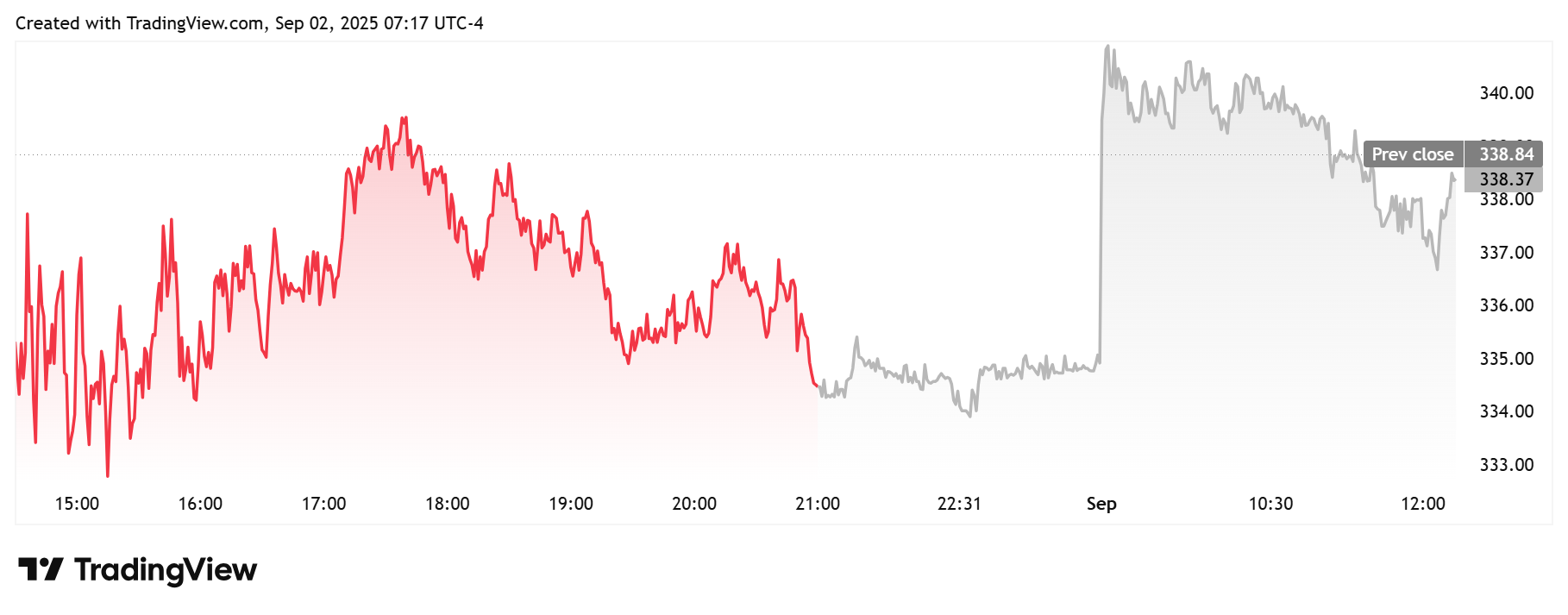 MSTR Stock Daily Performance Chart