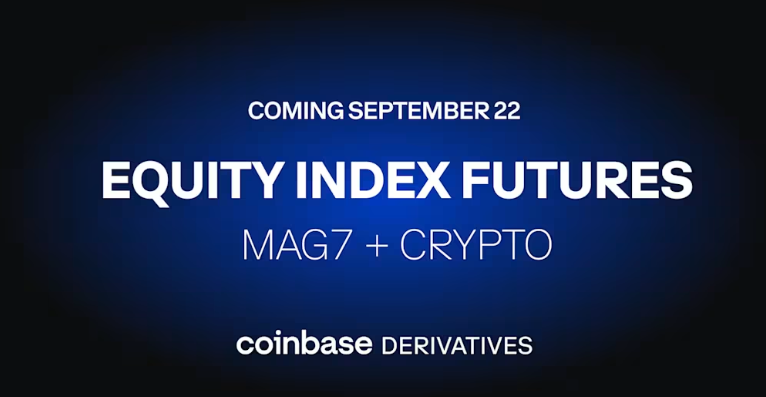 Dark blue graphic displaying "COMING SEPTEMBER 22 EQUITY INDEX FUTURES MAG7 + CRYPTO"