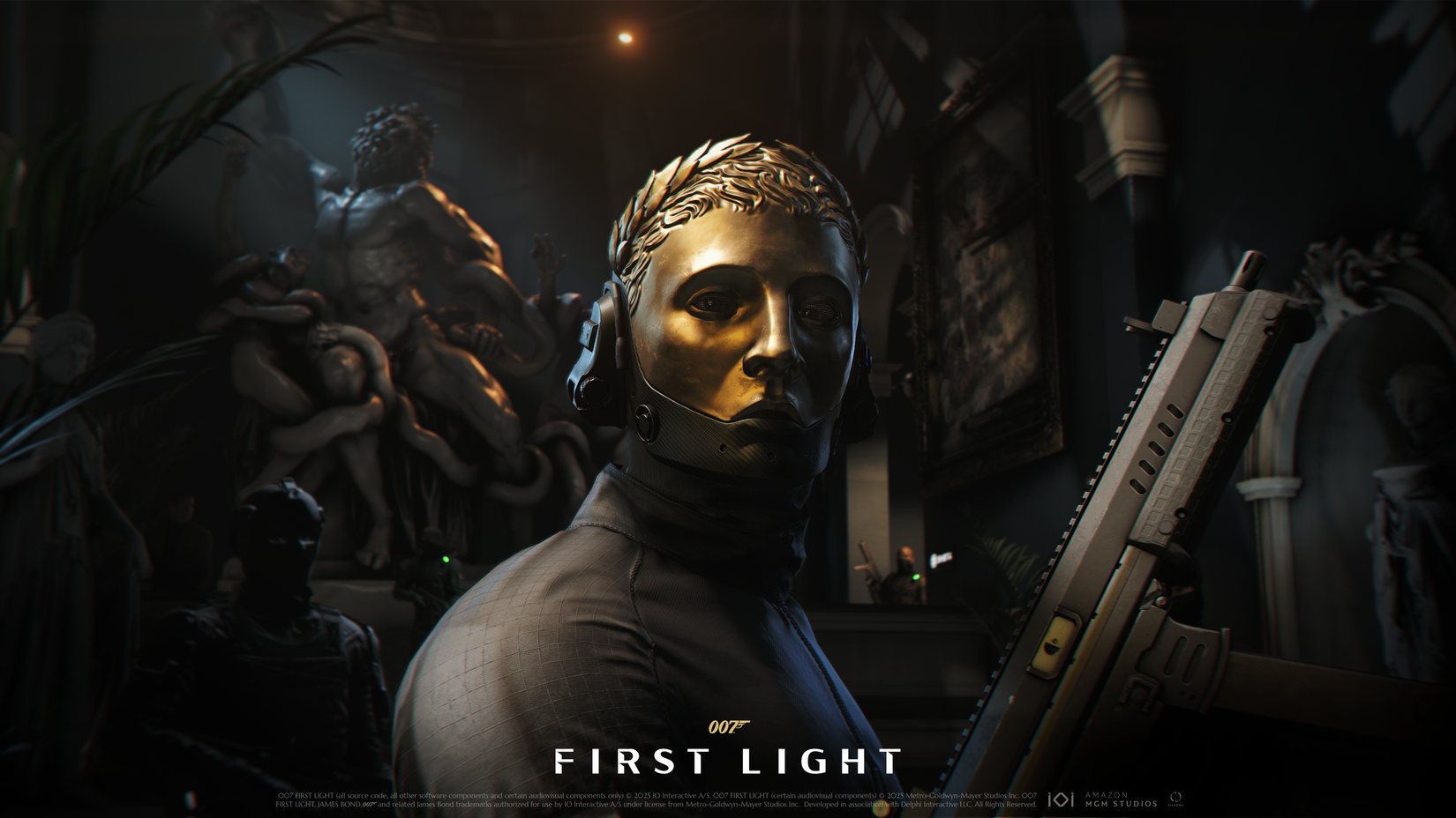 A villain holds a gun in ket art for Bond First Light