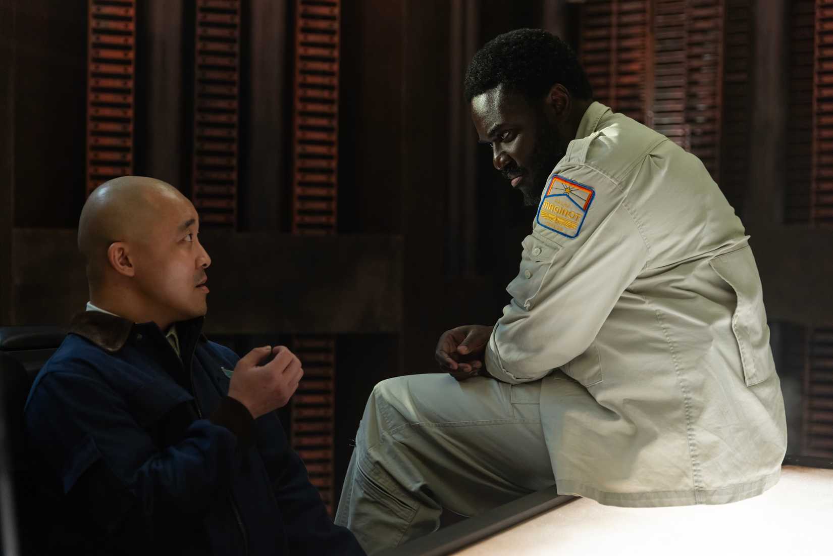 Morrow interrogates the ship's synthetic in Alien: Earth episode 5