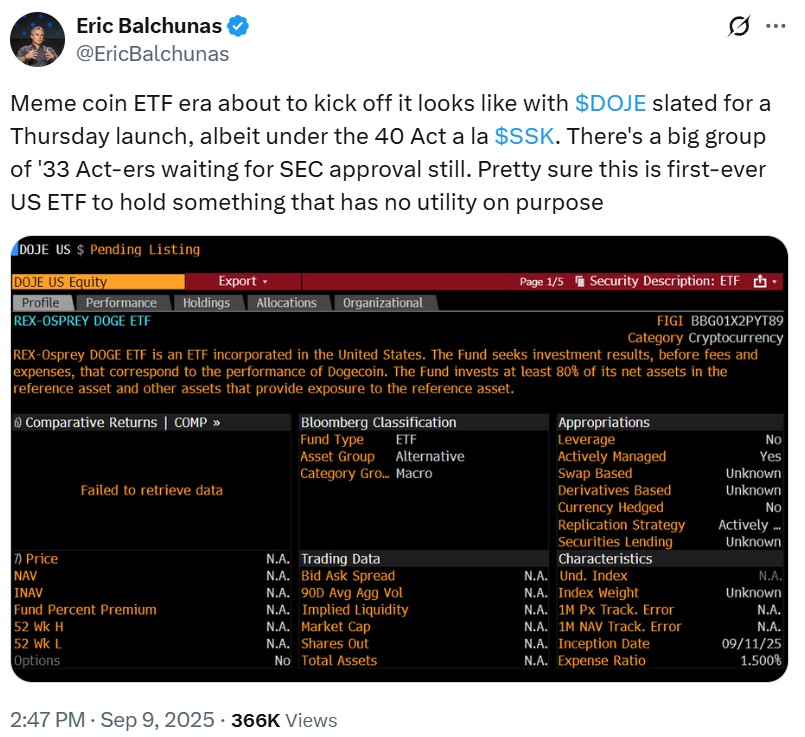Dogecoin ETF Launch Amidst Spot Crypto ETF Application Backlog