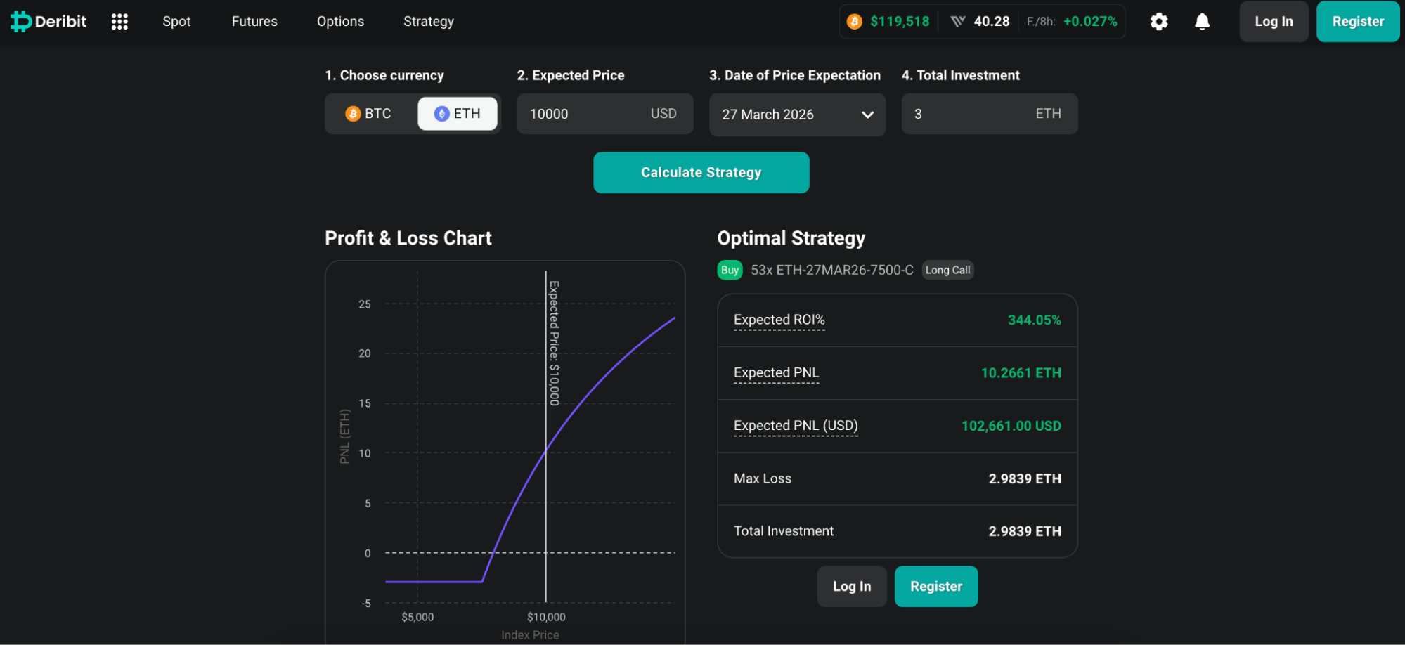 Deribit crypto options wizard