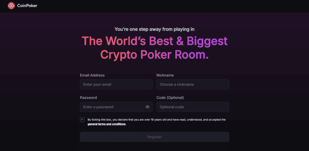Sign Up for CoinPoker