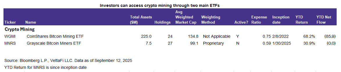 two main crypto mining etfs
