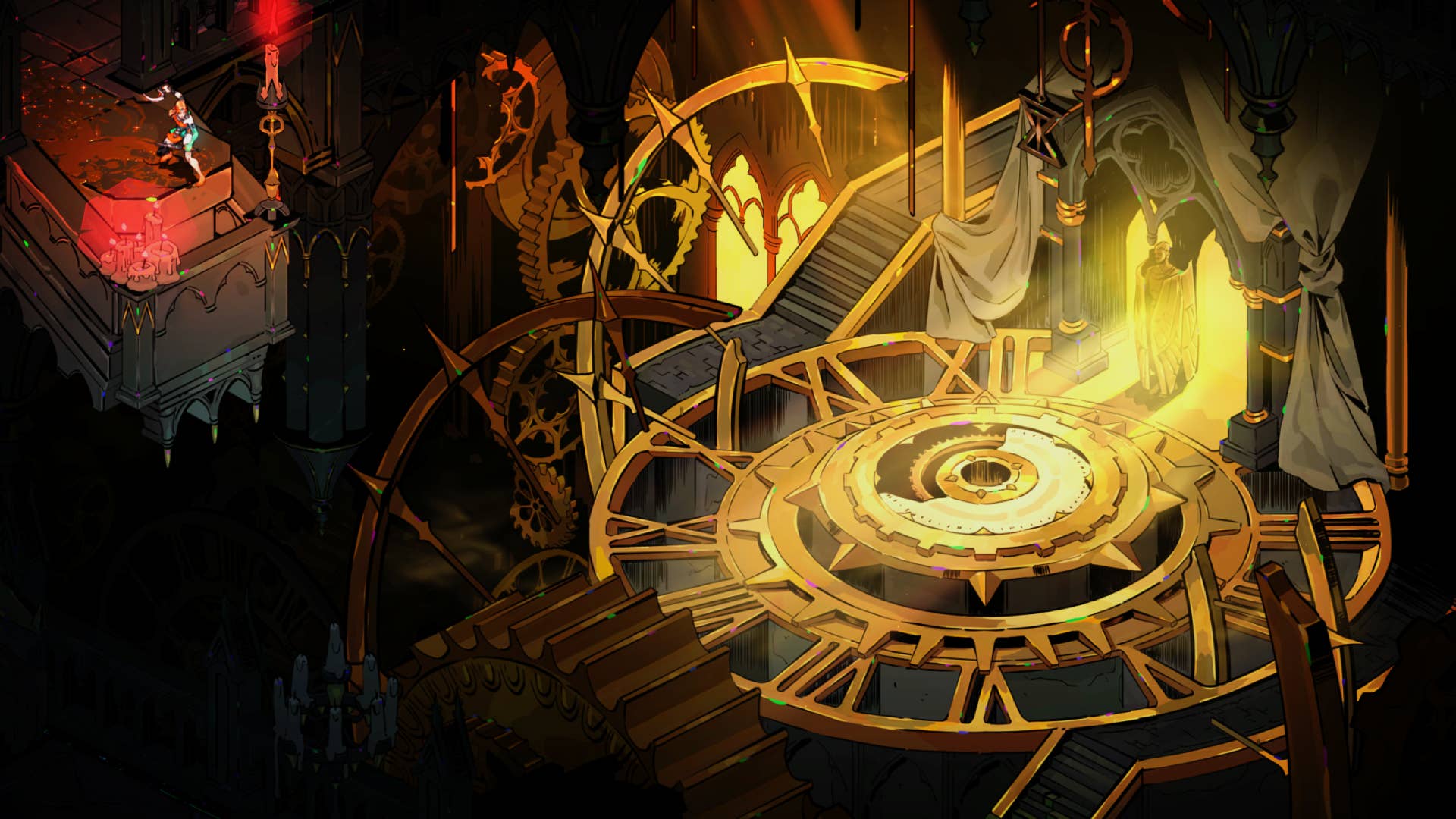 Melinoë gazes upon Chronos's occupied Tartarus in Hades 2.