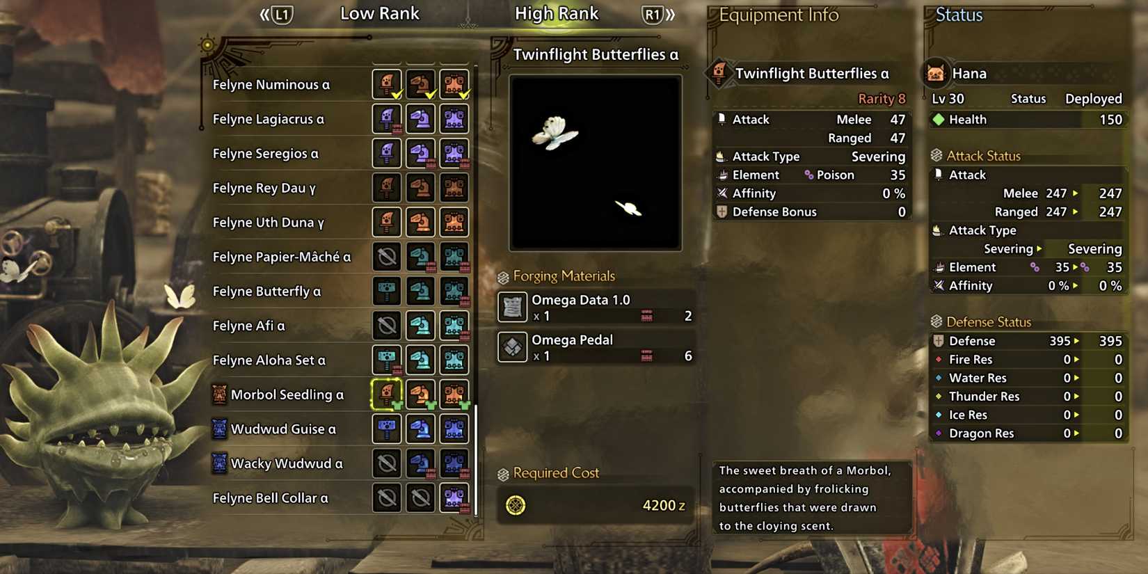 Monster Hunter Wilds Morbol Seedling Craft Menu