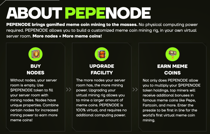  About PEPENODE section on the presale site.