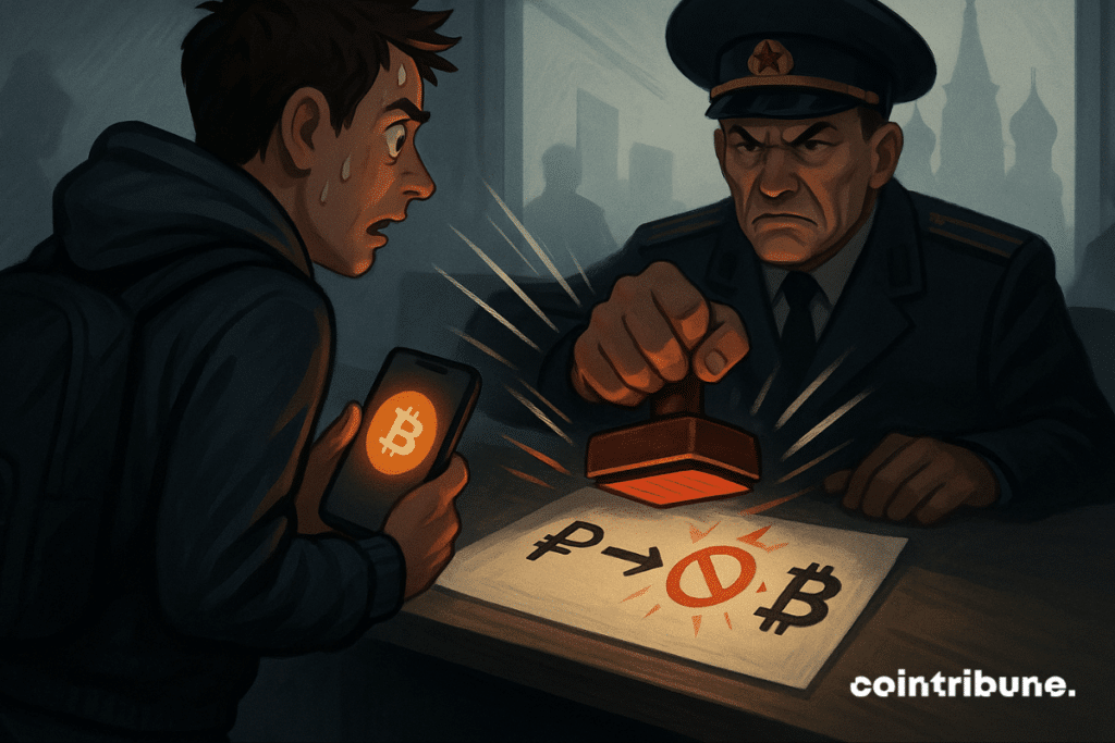 Crypto trader shocked as Russian officer slams stamp blocking crypto conversion.