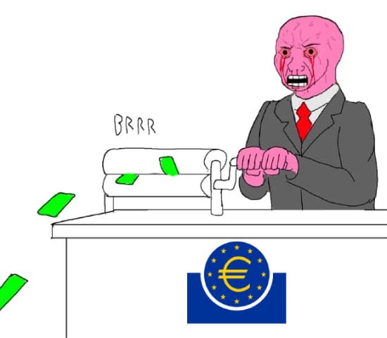 Meme about the ECB printing money