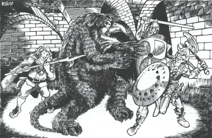 Image of D&D’s new starter set showing adventurers fighting an Owlbear