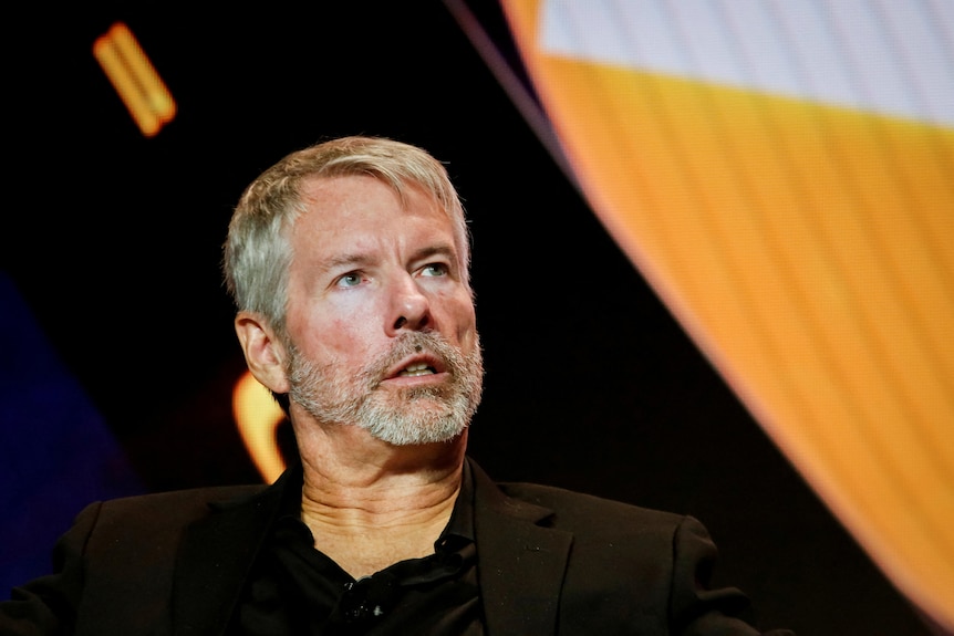 Michael Saylor speaking at a Bitcoin conference