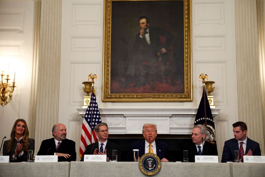 Trump speaks alongside industry leaders during a White House event on March 7, 2025.